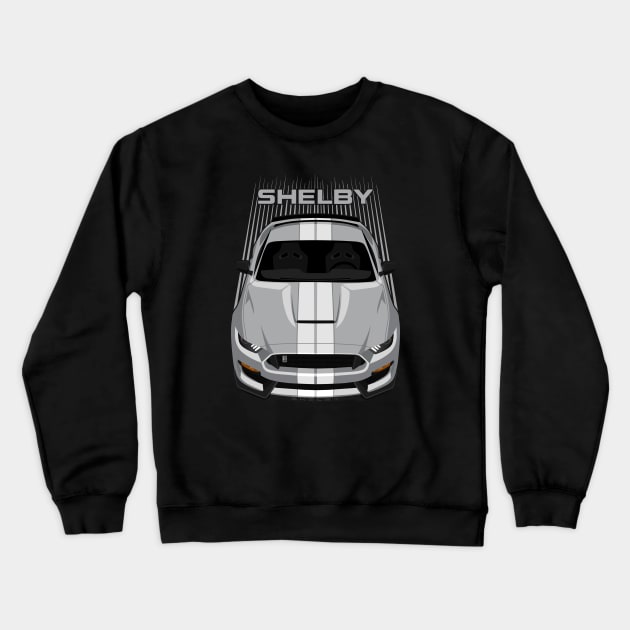 Ford Mustang Shelby GT350 2015 - 2020 - Avalanche Grey - White Stripes Crewneck Sweatshirt by V8social